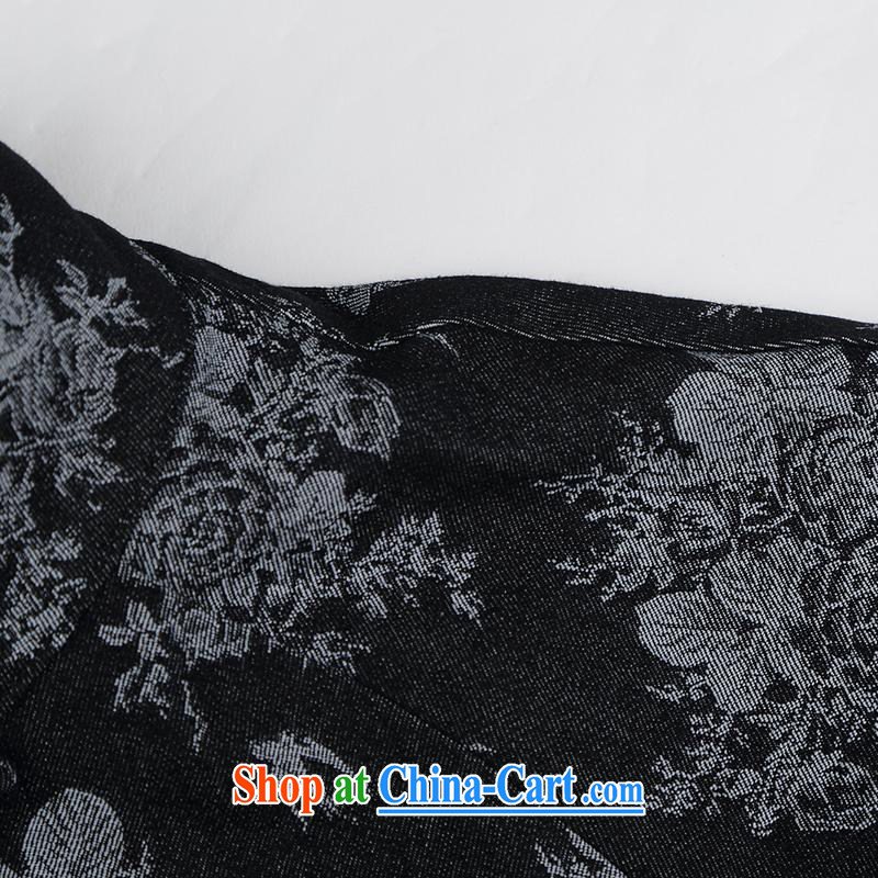 Internationally renowned Chinese men and Chinese hand-tie China wind knitting denim jackets and Stylish retro T-shirt, collar jacket black XL, internationally renowned (CHIYU), shopping on the Internet