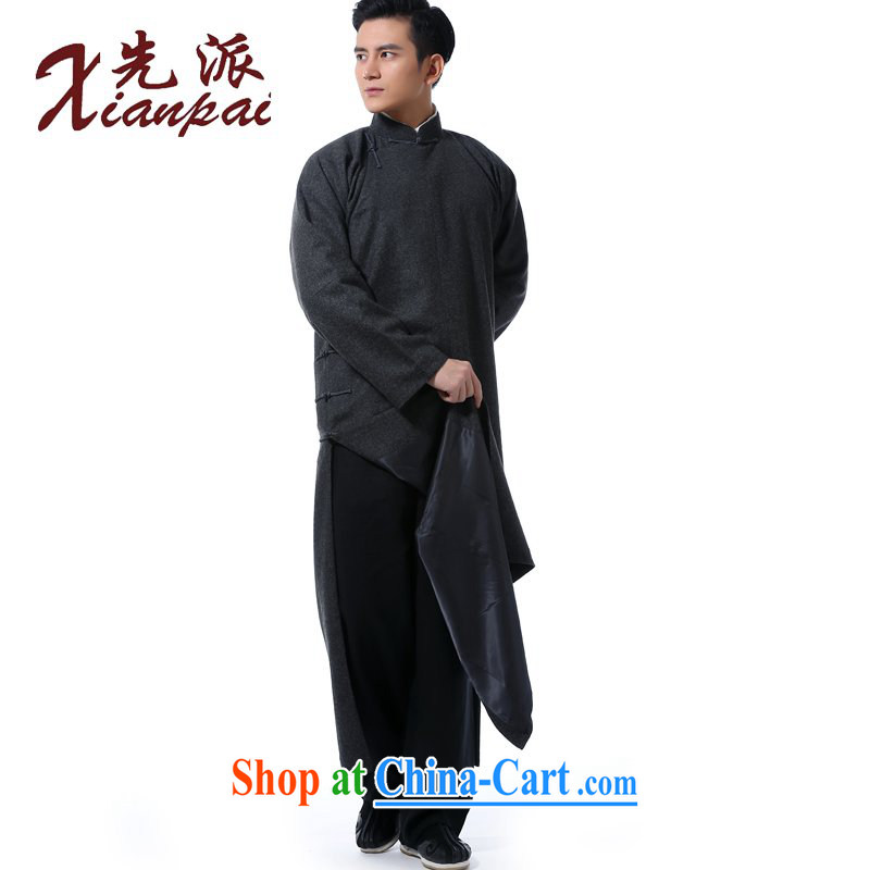 First autumn and winter, Chinese men's hair is crisp Chinese robe crosstalk dress gown and stylish Chinese wind-buckle up for National wind in older high-end dress gray the hair, robes XXL new pre-sale 3 Day Shipping, first (xianpai), online shopping