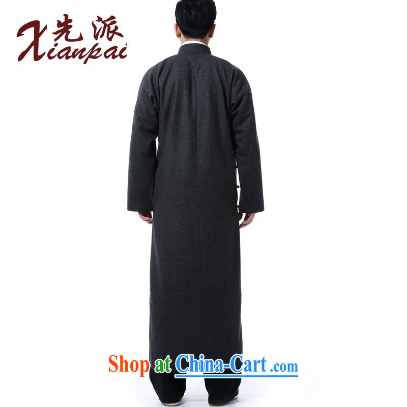 First autumn and winter, Chinese men's hair is crisp Chinese robe crosstalk dress gown and stylish Chinese wind-buckle up for National wind in older high-end dress gray the hair, robes XXL new pre-sale 3 Day Shipping, first (xianpai), online shopping
