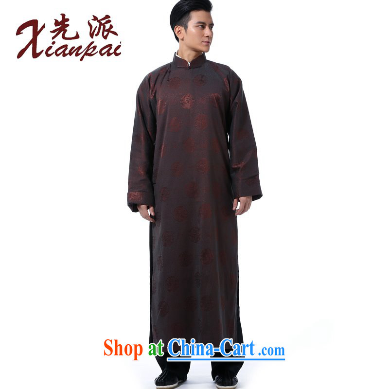 to send Chinese men's autumn and winter comic dialog use the performances new Chinese robe is detained for the middle-aged long gown with shoulder China wind father art robe and coffee ring robe XXL new pre-sale 5 Day Shipping, first (xianpai), online sho
