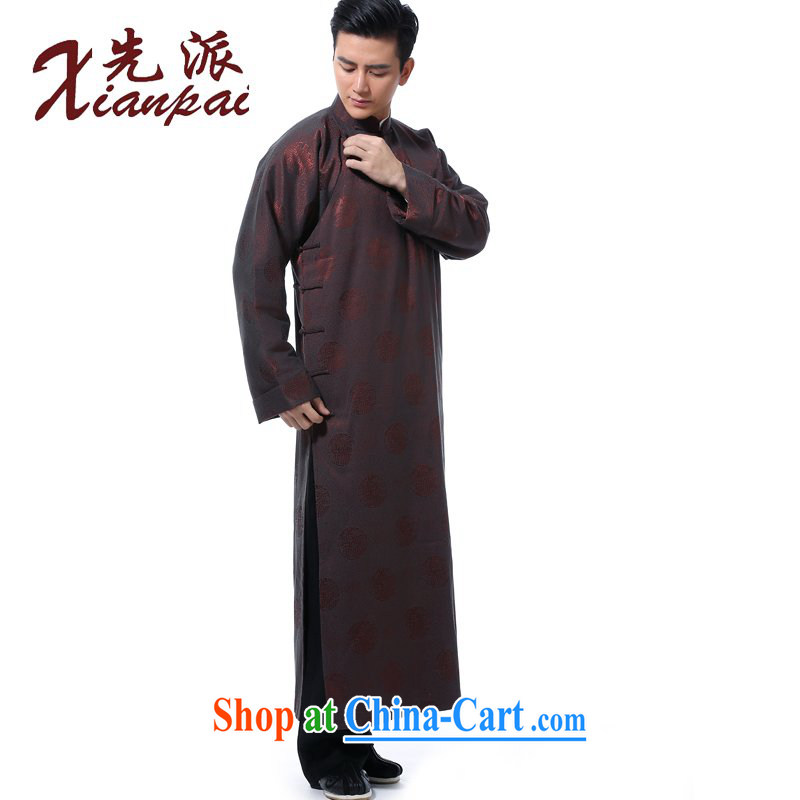 to send Chinese men's autumn and winter comic dialog use the performances new Chinese robe is detained for the middle-aged long gown with shoulder China wind father art robe and coffee ring robe XXL new pre-sale 5 Day Shipping, first (xianpai), online sho
