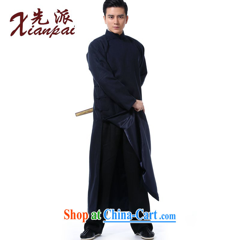 First Spring and Autumn and traditional retro-shoulder linen Chinese, for the charge-back crosstalk dress robe Chinese China wind Chinese, for gown Youth Arts van blue linen gown XL 3 new pre-sale 5 Day Shipping, to send (xianpai), online shopping