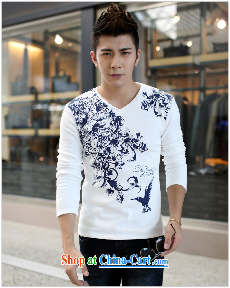 Black butterfly 2015 autumn and the men's casual long-sleeved T shirt China wind cotton V collar solid T-shirt white 2XL pictures, price, brand platters! Elections are good character, the national distribution, so why buy now enjoy more preferential! Health