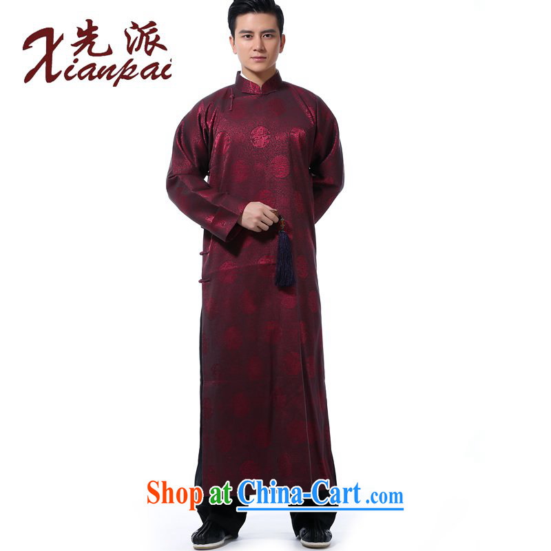 to send Chinese men's Spring and Autumn and crosstalk dress the gown and show their new Chinese robe double-sleeved gown stylish Chinese wind-buckle up for leisure loose red circle gown XL 3 new pre-sale 5 Day Shipping, first (xianpai), online shopping