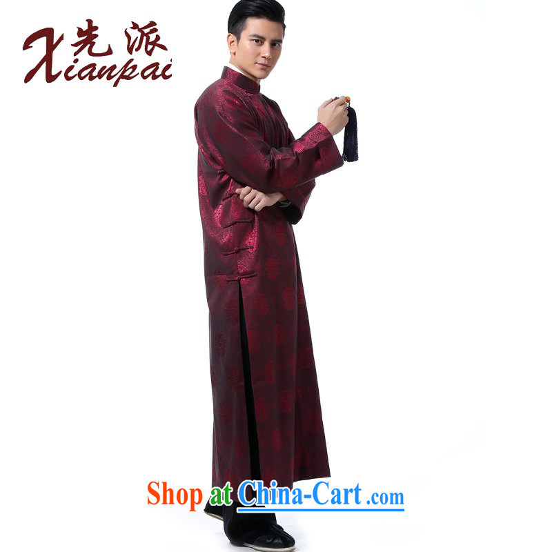 to send Chinese men's Spring and Autumn and crosstalk dress the gown and show their new Chinese robe double-sleeved gown stylish Chinese wind-buckle up for leisure loose red circle gown XL 3 new pre-sale 5 Day Shipping, first (xianpai), online shopping