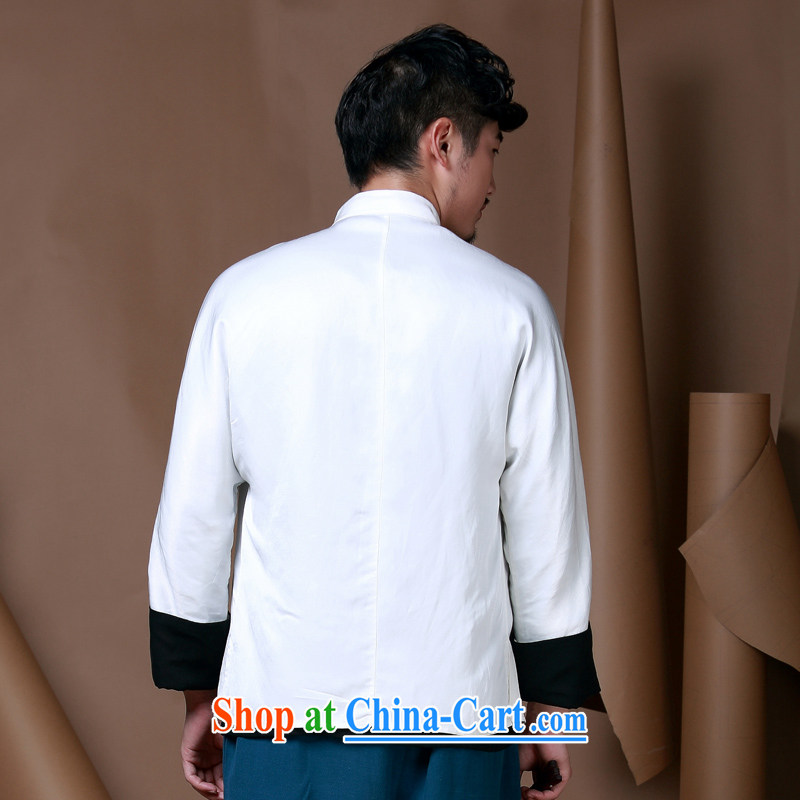 Riding a leopard health autumn jacket men and Chinese China wind improved Han-cynosure serving men's long-sleeved cotton the leave of two-color hit the buckle clothing white XXXL, riding a leopard health (QIBAOLANG), online shopping