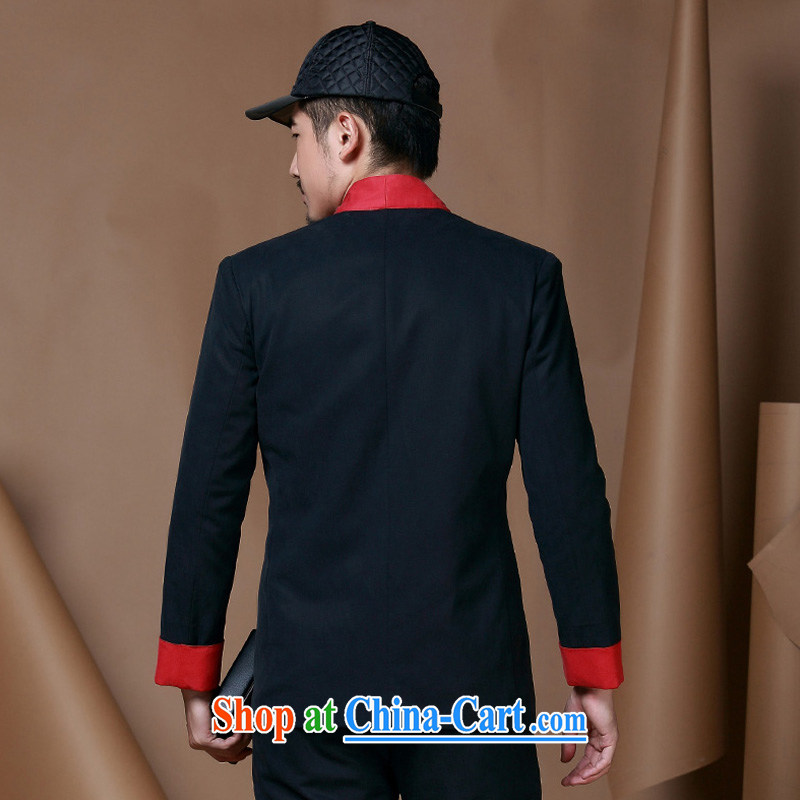 Riding a leopard, Tang on China wind retro men's Chinese national costumes men's fall/winter leisure long-sleeved improved Han-jacket black XXXL, riding a Leopard (QIBAOLANG), online shopping