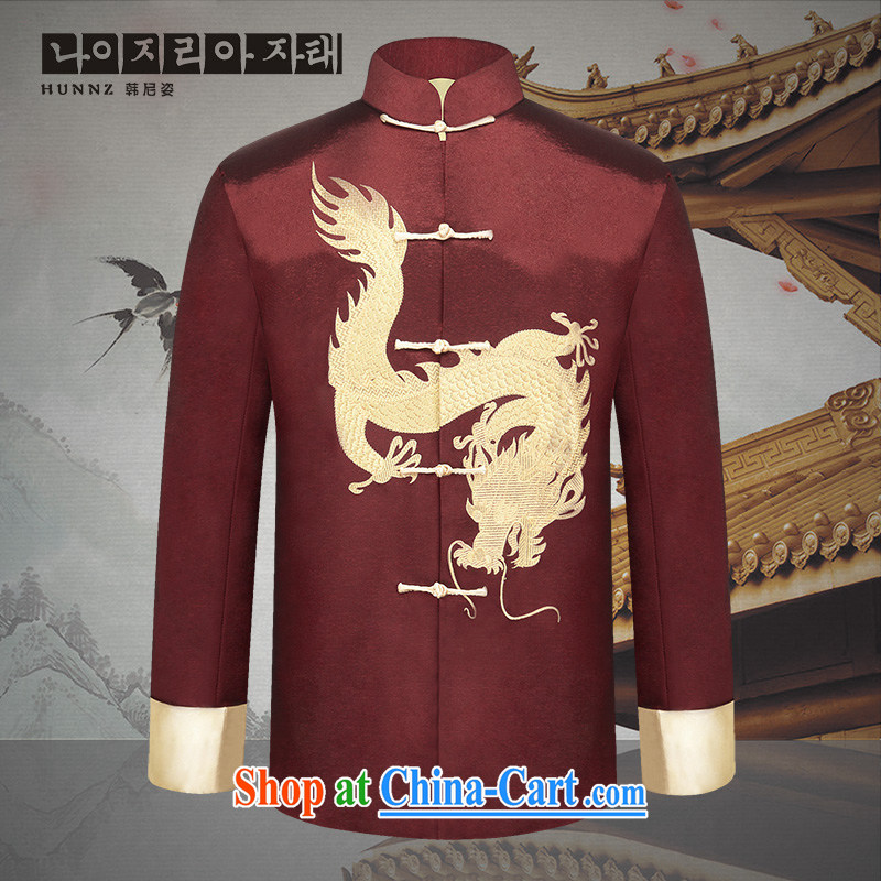 Products HANNIZI new festive Chinese dragon men's Chinese classic the life silk Dad installed China wind nation with deep-red 185, Korea, (hannizi), online shopping