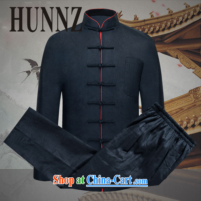 Products HUNNZ China wind men's Chinese natural linen package loose, the charge-back national costume Chinese Kung Fu black 190, HUNNZ, shopping on the Internet