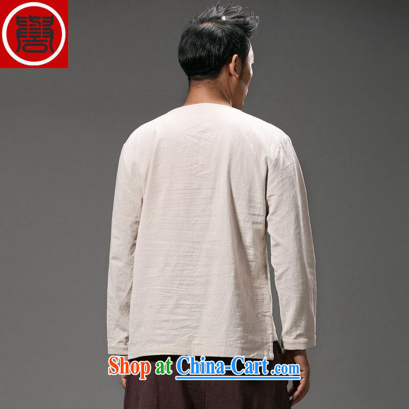 Internationally renowned Chinese wind smock shirts and long-sleeved hand-tie men's summer and autumn with Han-T-shirt improved Chinese Dress white XXXL, internationally renowned (CHIYU), online shopping