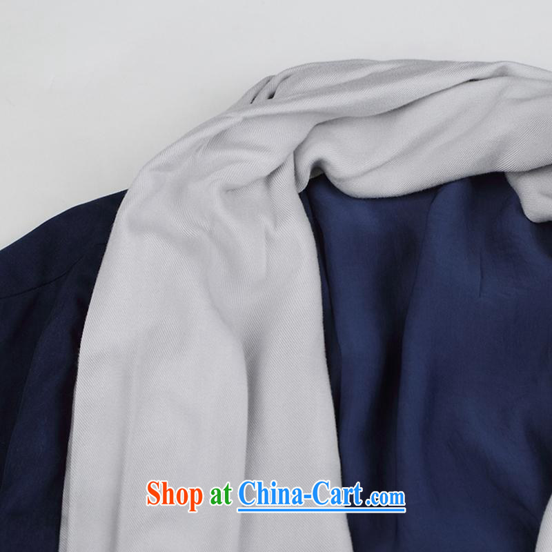 Internationally renowned Chinese wind men's long wind jacket day, the Tang on the T-shirt improved, served long-sleeved T-shirt Autumn Chinese wind jacket and blue L, internationally renowned (CHIYU), online shopping