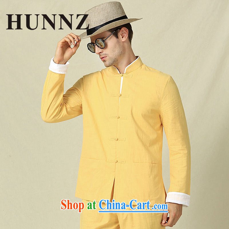 Products HUNNZ new classical Chinese long-sleeved shirt, for Chinese wind jacket and Chinese-tie retro kung fu yellow 185, HUNNZ, shopping on the Internet