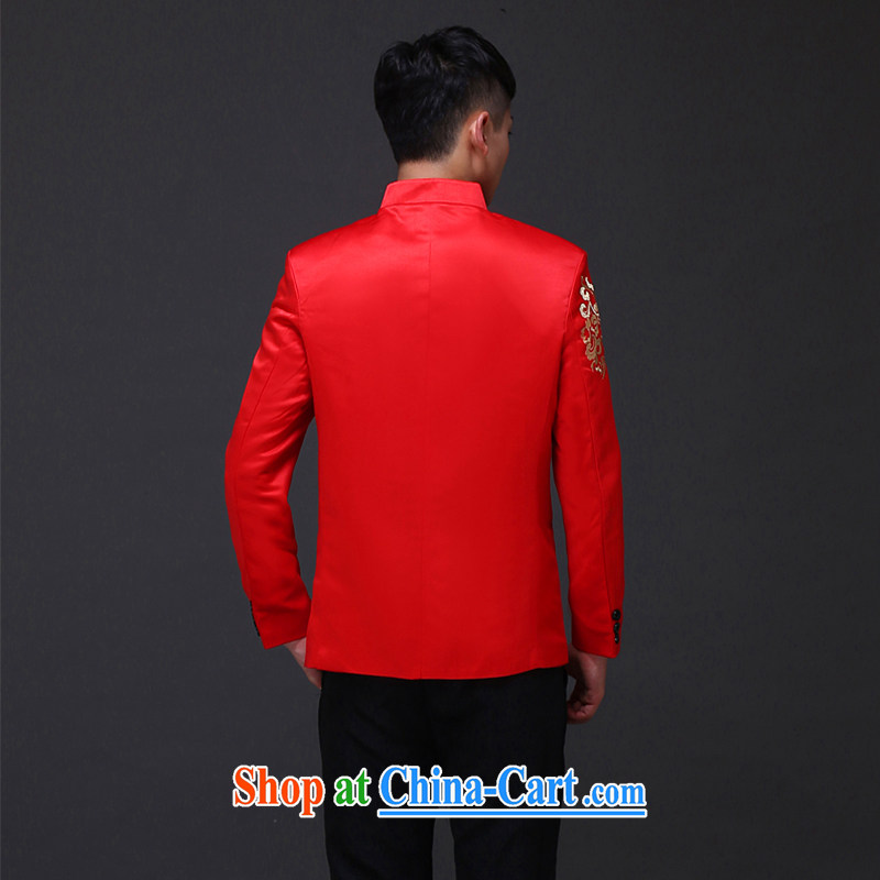 Imperial Land advisory committee Sau Wo service men's Chinese wedding groom's long-sleeved Sau Wo service men Chinese Generalissimo red wedding dress costumes hi serving New Chinese groom T-shirt with a S, Royal land advisory committee, shopping on the In