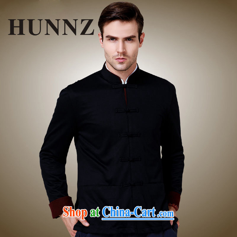 Products HUNNZ stylish and simple China wind up for the charge-back men's Chinese long-sleeved jacket classical Chinese jacket black 190