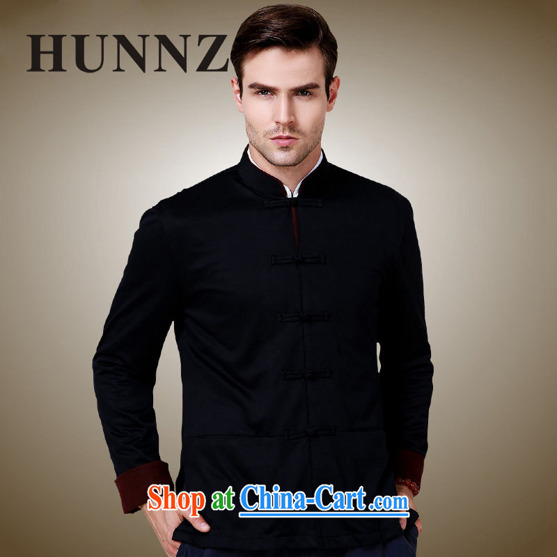 Products HUNNZ stylish and simple China wind up for the charge-back men's Chinese long-sleeved jacket classical Chinese jacket black 190, HUNNZ, shopping on the Internet