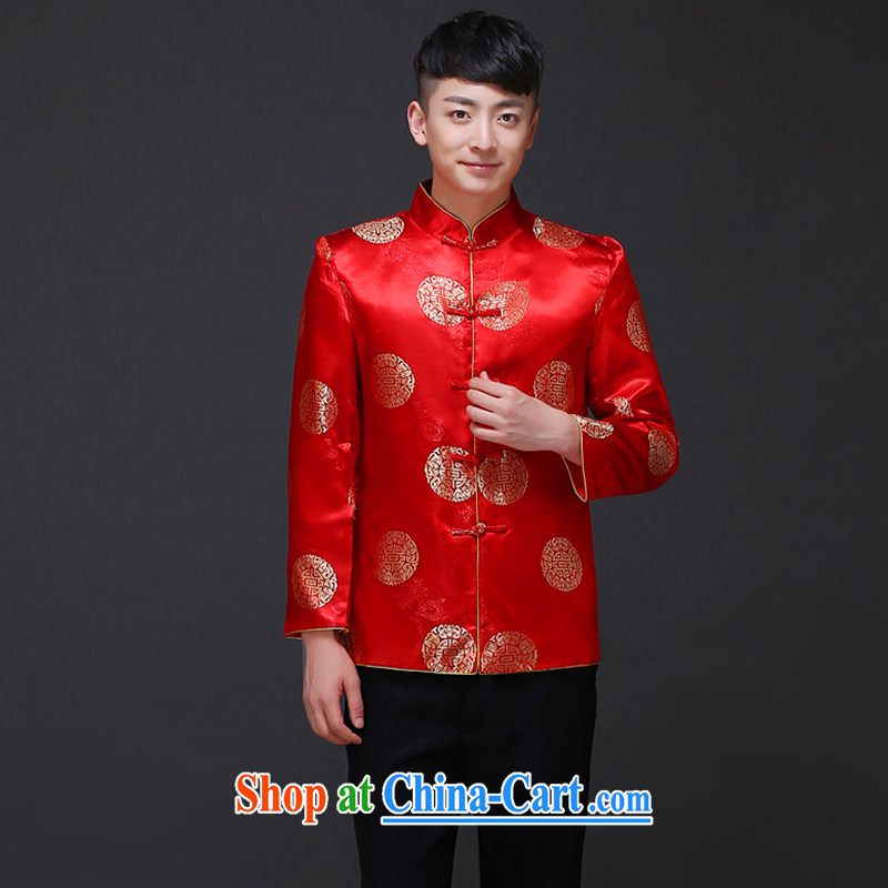 Imperial Land advisory committee Sau Wo service men's new Chinese wedding red married men and Chinese-su Wo service smock dress the groom toast wedding dresses Chinese groom T-shirt with a S, Royal Land advisory committee, and, on-line shopping