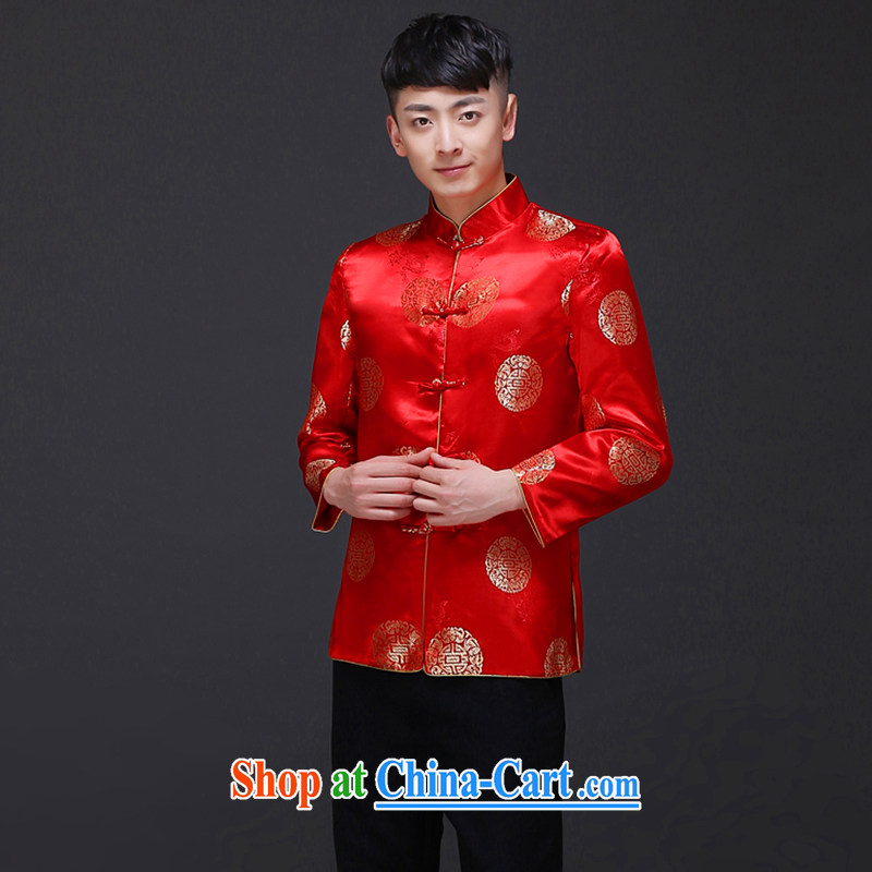 Imperial Land advisory committee Sau Wo service men's new Chinese wedding red married men and Chinese-su Wo service smock dress the groom toast wedding dresses Chinese groom T-shirt with a S, Royal Land advisory committee, and, on-line shopping