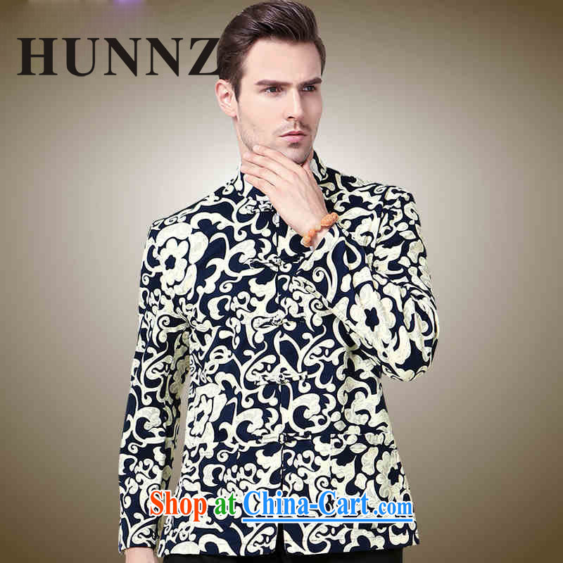 Products HUNNZ men Tang jackets classical Chinese style 3 D MMS messages stamp set for the charge-back Chinese men's long-sleeved men's black 185
