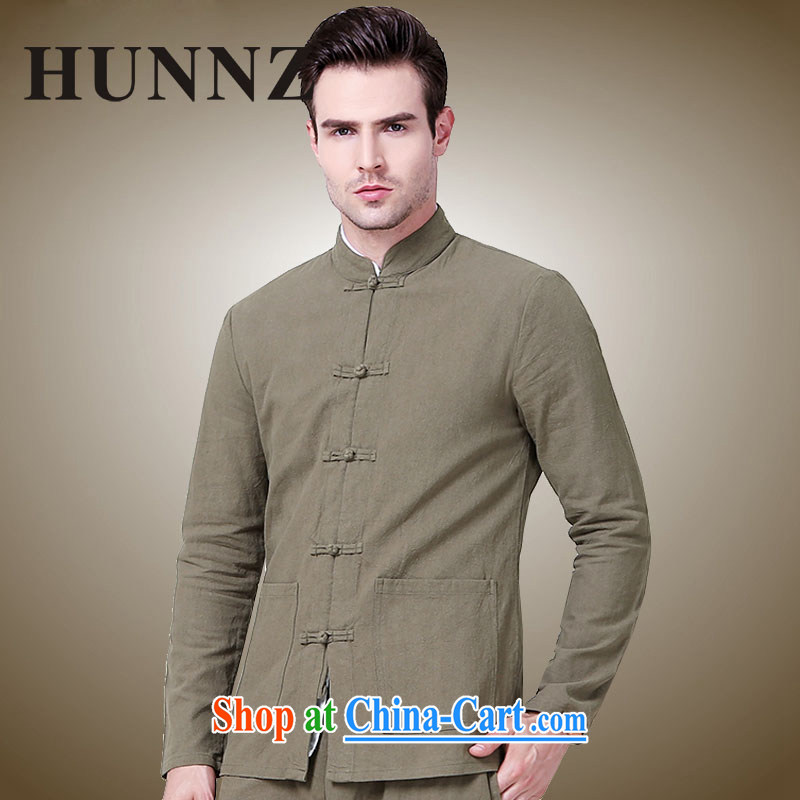 Products HUNNZ 2015 New Men's Tang jackets China wind surrounded the collar-tie men's minimalist Chinese shirt khaki-colored 185, HUNNZ, shopping on the Internet