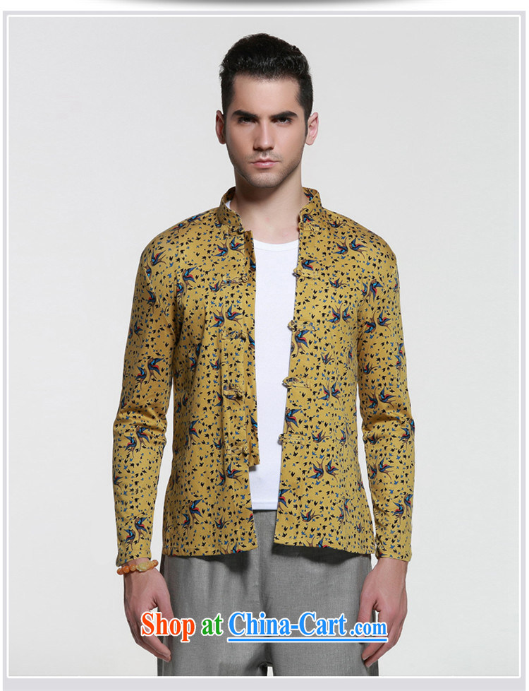 name brands HUNNZ classical Chinese style men's Chinese, for the charge-back Chinese shirt and stylish small floral long-sleeved T-shirt yellow 185 pictures, price, brand platters! Elections are good character, the national distribution, so why buy now enjoy more preferential! Health