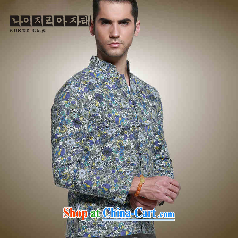 Products HANNIZI China wind men's Tang with long-sleeved shirt-tie, for cultivating men's retro small floral dress suit 185, Korea, (hannizi), and, on-line shopping