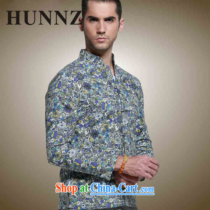 Products HUNNZ China wind men's Tang with long-sleeved shirt-tie, for cultivating male retro small floral dress suits, 185 HUNNZ, shopping on the Internet
