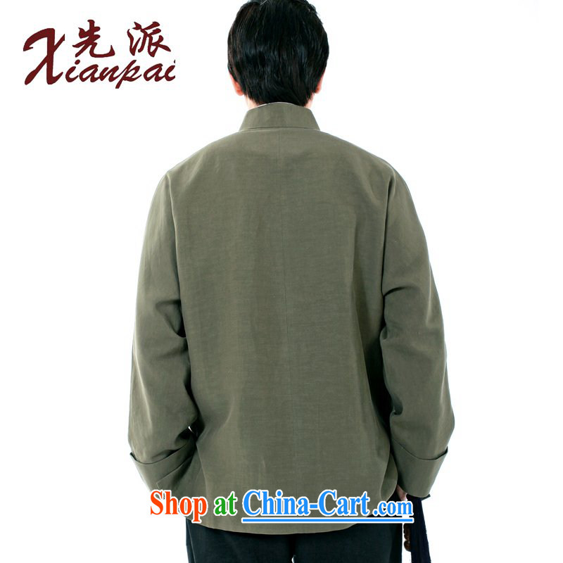 First Spring and new Father's Day silk linen Chinese men's double-shoulder long-sleeved jacket, older upscale custom Chinese Dress Youth National wind jacket green, the jacket 4 XL take 3 Day Shipping, to send (xianpai), online shopping