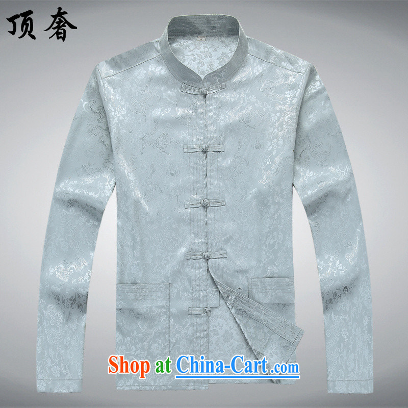 The top luxury men's long-sleeved Tang package installed, autumn, for T-shirt China wind the Life dress Tang with jogging in serving older Tang is set and the collar shirt silver gray Kit 190/XXXL, top luxury, shopping on the Internet