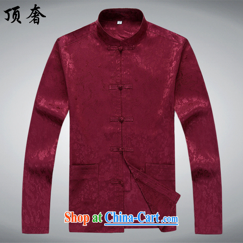 The top luxury men's long-sleeved Tang package installed, autumn, for T-shirt China wind the Life dress Tang with jogging in serving older Tang is set and the collar shirt blue package 190/XXXL, top luxury, shopping on the Internet