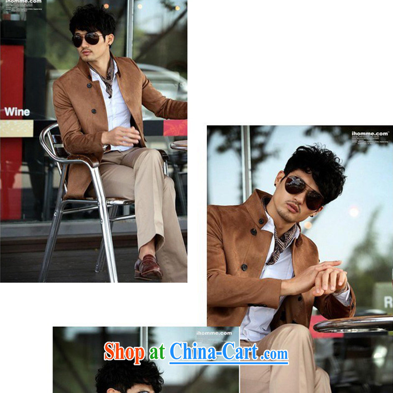 Dan Jie Shi (DANJIESHI) 2015 youth and fashionable leather lint-free Korean smock yellow jacket men's long-sleeved jacket men's suits 170 anthurium/88 (M), dan Jie Shi (DAN JIE SHI), online shopping