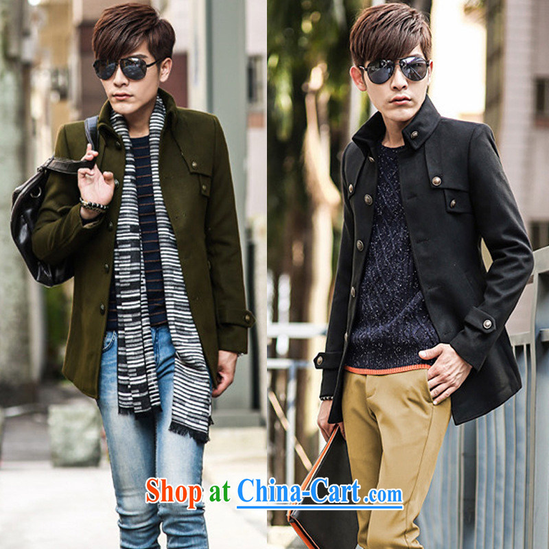 Dan Jie Shi (DANJIESHI) 2015 stylish autumn and winter, the men's hair coat is Korean version in cultivating long single-buckle smock jacket black M, Dan Jie Shi (DAN JIE SHI), online shopping