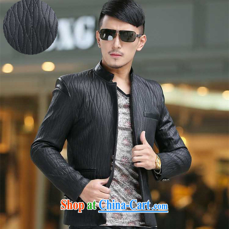 Dan Jie Shi _DANJIESHI_ 2015 youth leisure and stylish high-end-XL business men and taxi stand collar leather jacket smock jacket suits the color XXXL