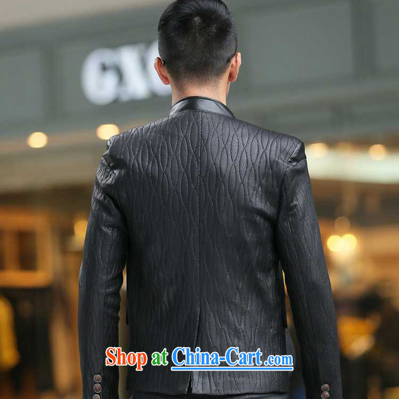 Dan Jie Shi (DANJIESHI) 2015 youth leisure and stylish high-end up, business men and taxi stand collar leather jacket smock jacket suits the color XXXL, Dan Jie Shi (DAN JIE SHI), online shopping