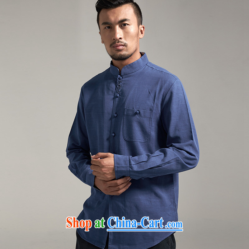 De-tong-ho, Autumn 2015 new day, long-sleeved Chinese wind men's Tang replace solid T-shirt youth, Chinese clothing exclusive embroidery 3XL/185, wind, and shopping on the Internet