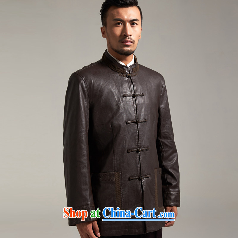 De-tong-kun SARS China wind men's jackets Chinese 2015 autumn and winter long-sleeved middle-aged father with dark gray Chinese clothing brown 3 XL/185, de-tong, and shopping on the Internet
