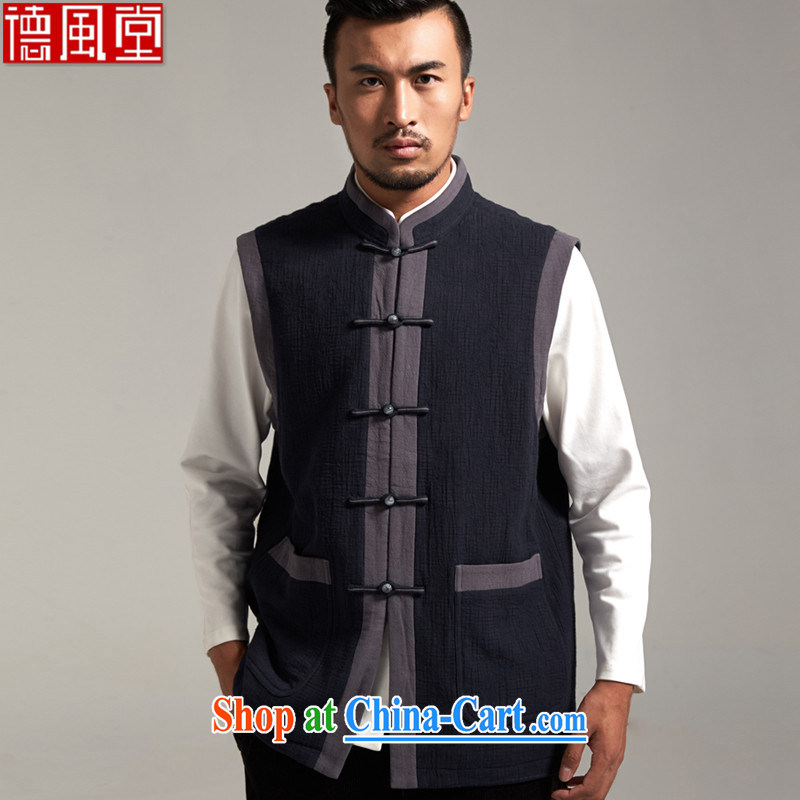 De-tong see Yin 100_ Cotton Tang is a Chinese the shoulder China wind male 2015 autumn new Chinese clothing dark blue 3XL