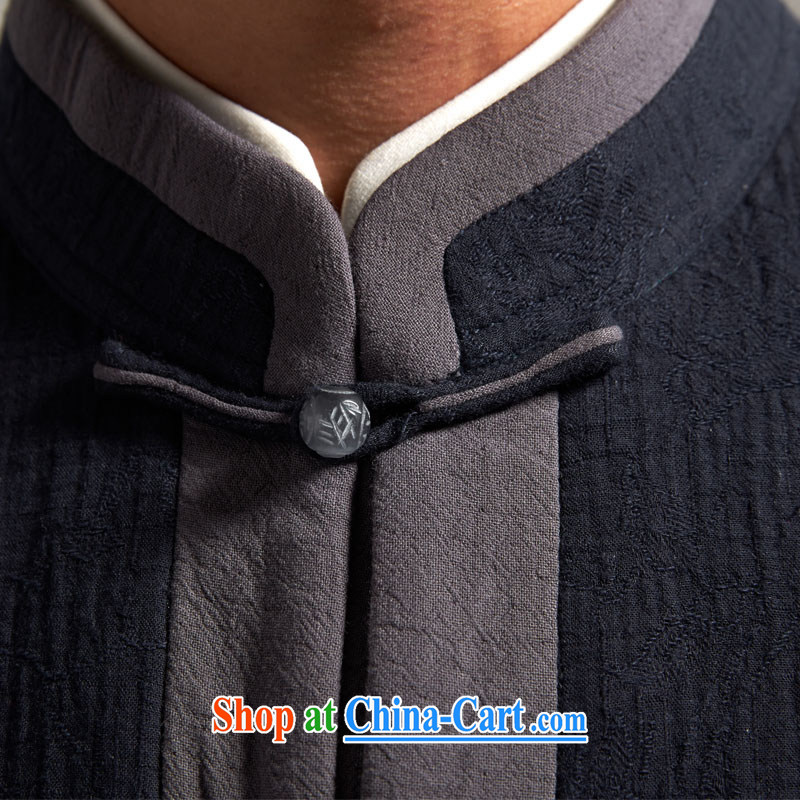 De-tong see Yin 100% Cotton Tang is a Chinese, shoulder Chinese Wind and autumn 2015 new Chinese clothing dark blue 3XL, wind, and shopping on the Internet