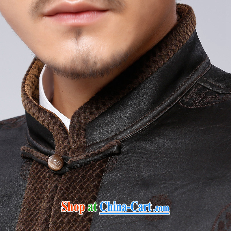 To Kowloon Tong with autumn and winter, China wind men's fragrance cloud yarn retro jacket 12,959 deep coffee-colored dark coffee color 52 to Kowloon, shopping on the Internet
