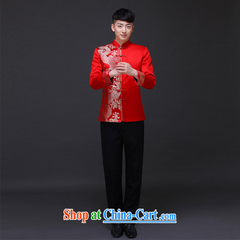 Imperial Land advisory committee Sau Wo service men and the groom's Chinese Chinese wedding dress long-grain-su Wo service men and the groom loaded men costumes costume show and T-shirt A S