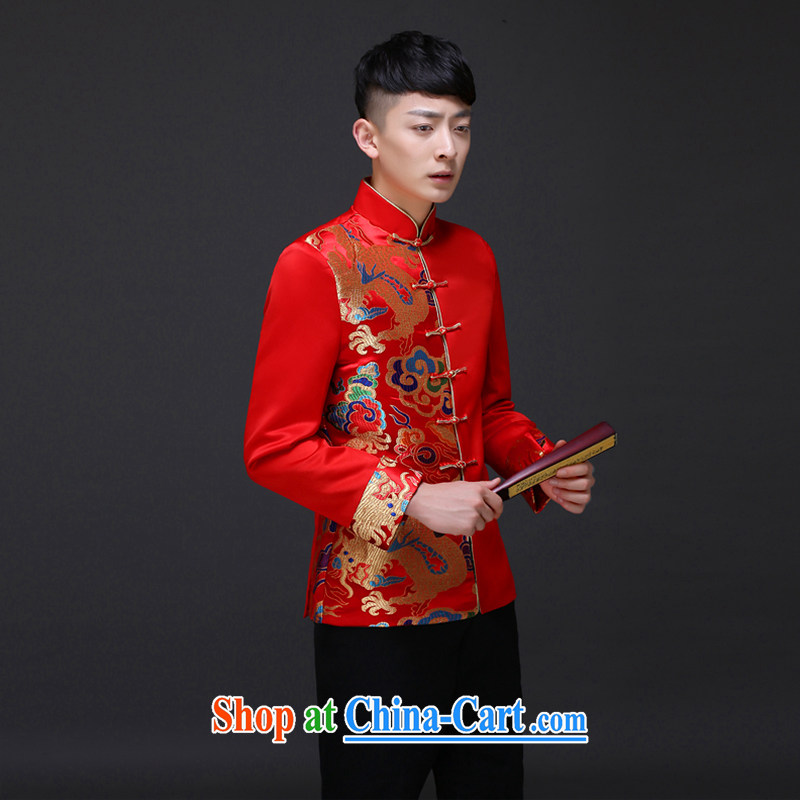 Imperial Land advisory committee Sau Wo service men's Chinese marriage the groom the male Chinese show reel service and style Dragon tattoo costumes hi service wedding bows dress shirt A M, Royal land Advisory Committee, and on-line shopping