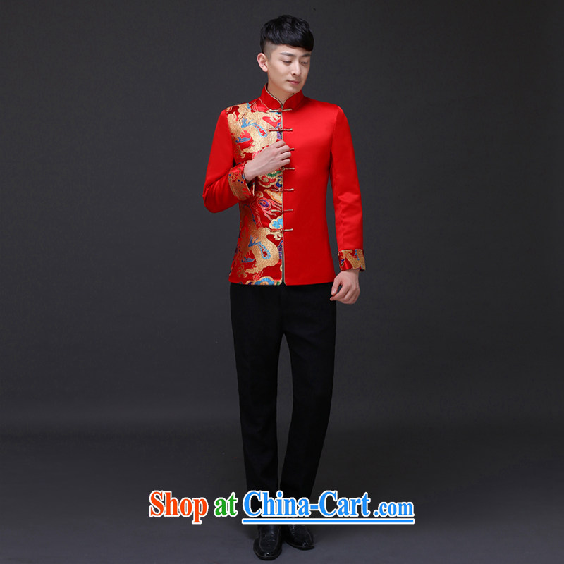 Imperial Land advisory committee Sau Wo service men's Chinese marriage the groom the male Chinese show reel service and style Dragon tattoo costumes hi service wedding bows dress shirt A M, Royal land Advisory Committee, and on-line shopping