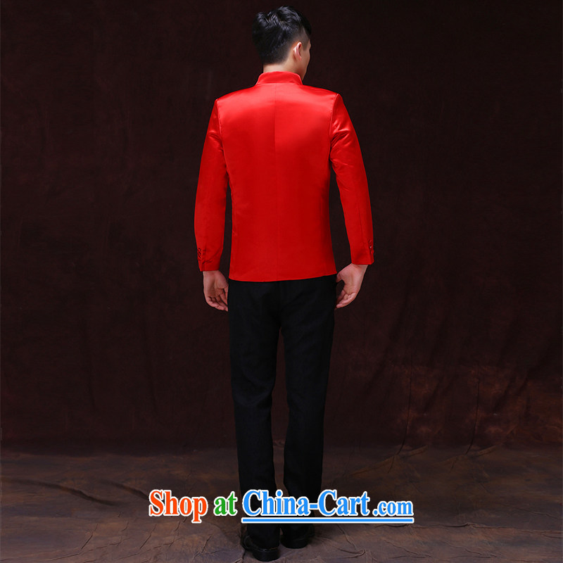 Miss CHOY So-yuk-ki-soo-wo service men's clothing Chinese wedding clothes costumes show reel service men's wedding dress red groom eschewed serving Chinese T-shirt A S, Tsai Meng-chi, shopping on the Internet