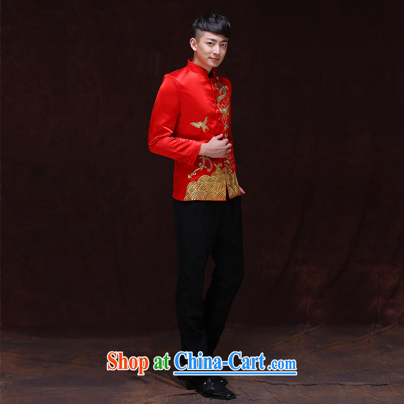 Miss CHOY So-yuk-ki-soo-wo service men's clothing Chinese wedding clothes costumes show reel service men's wedding dress red groom eschewed serving Chinese T-shirt A S, Tsai Meng-chi, shopping on the Internet