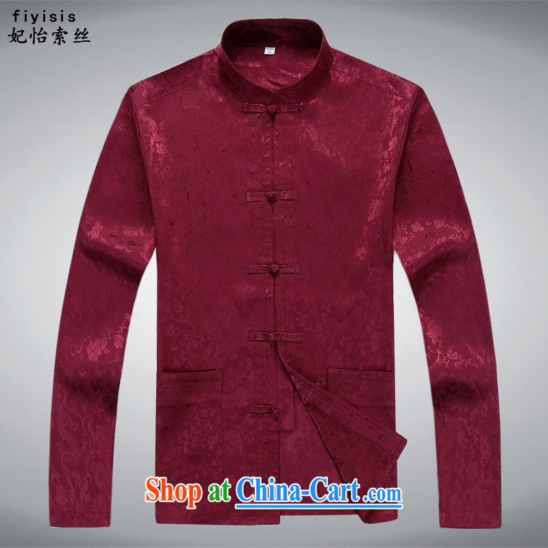 Princess SELINA CHOW (fiyisis) in older men and long-sleeved Chinese package China wind elderly classical Han-chun and indeed increase gray Grandpa loaded Kit maroon package 190, Princess Selina Chow (fiyisis), online shopping