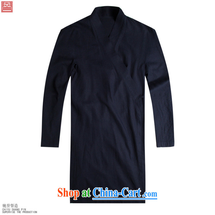 Internationally renowned Chinese wind men long windbreaker cotton the SNF tea service Chinese improved long-sleeved clothing, spiritual cynosure serving loose costumes costumes T-shirt and dark blue XL pictures, price, brand platters! Elections are good character, the national distribution, so why buy now enjoy more preferential! Health
