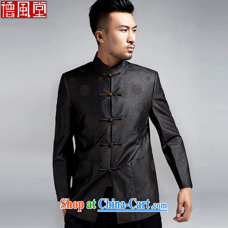 De-church days, fragrant cloud yarn Man Tang jackets high quality embroidery decoration are installed China wind male black and brown XL