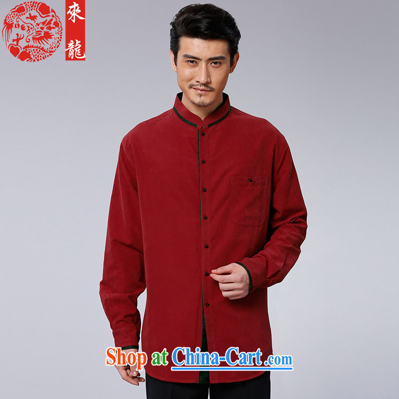 To Kowloon Tong with autumn New China wind men's long-sleeved T-shirt 14,576 Red Red 48