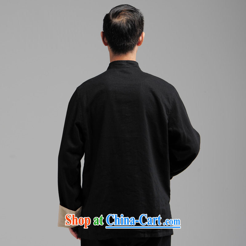 Name HUNNZ, new products, older men's natural cotton the long-sleeved China wind tang on the collar-tie jacket coat black XXXXL, HUNNZ, shopping on the Internet