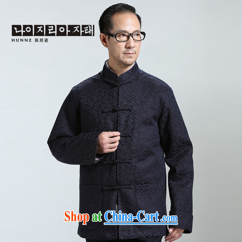 Products HANNIZI new middle-aged and older men's Long-Sleeve is detained Tang jackets China wind Han-T-shirt the T-shirt dark blue XXXXL