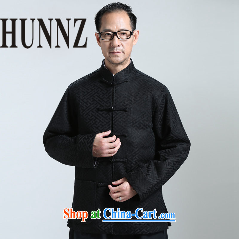Name HUNNZ, new, older men's Long-Sleeve the withholding Tang jackets China wind Han-T-shirt the T-shirt black XXXXL, HUNNZ, shopping on the Internet